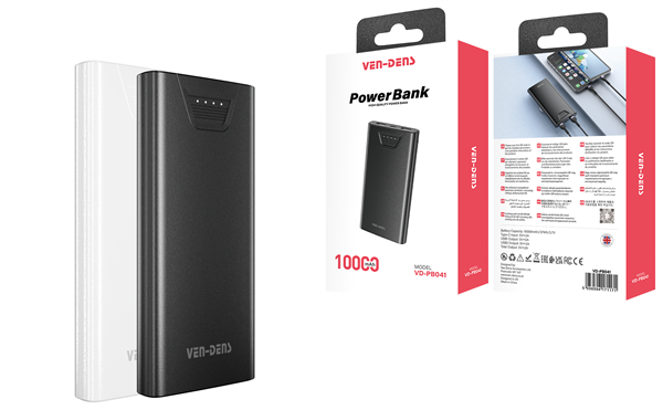 Ven-Dens Power Bank 10000mAh Built-in Cables Digital Display